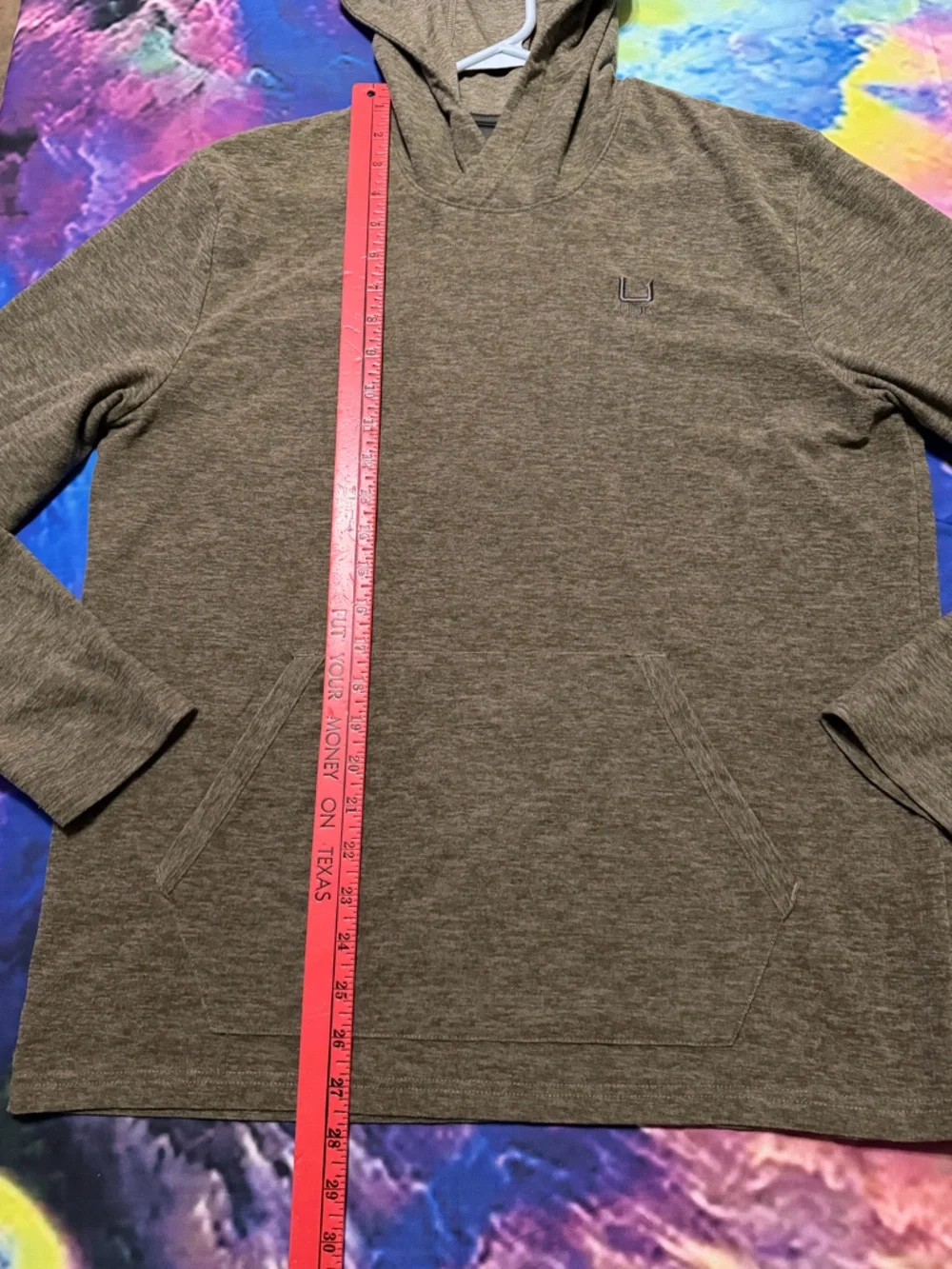 Huk Leeward Olive Green  Lightweight Fleece Pullover Hoodie - Picture 4 of 11